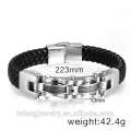 Top quality Leather Bracelet With 316L Stainless Steel Bracelet made by Lefeng jewelry manufacture